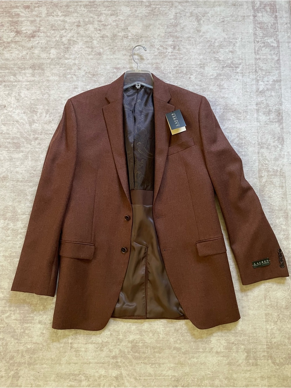 Lauren Ralph Lauren Men's Brown Wool Blazer / Port Coat